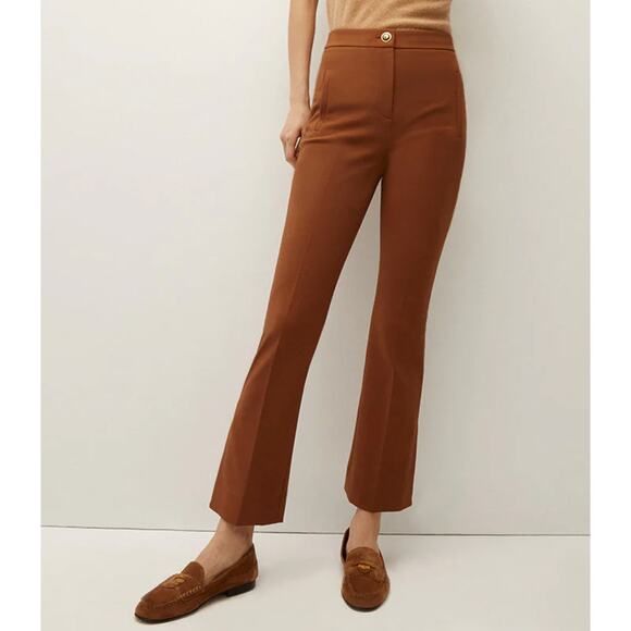 Veronica Beard Arte Pant Slit Hem Dark Ochre 6 NEW - Picture 1 of 7